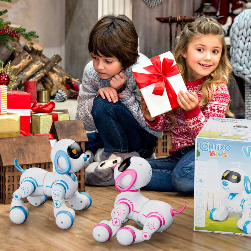 Contixo Smart Puppy, Kids Toddlers Ages 3-8, Interactive Learning Robot Dog Toy, Remote Control, Lights & Sounds, Blue_voghion.com