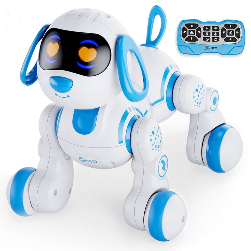 Contixo Smart Puppy, Kids Toddlers Ages 3-8, Interactive Learning Robot Dog Toy, Remote Control, Lights & Sounds, Blue_voghion.com