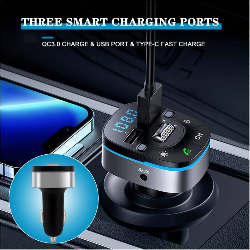 5.0 FM-Transmitter fürs Auto, kabelloser Kfz-Adapter mit Mikrofon und HiFi-Sound, MP3-Musikplayer, Radio-Audioempfänger_voghion.com