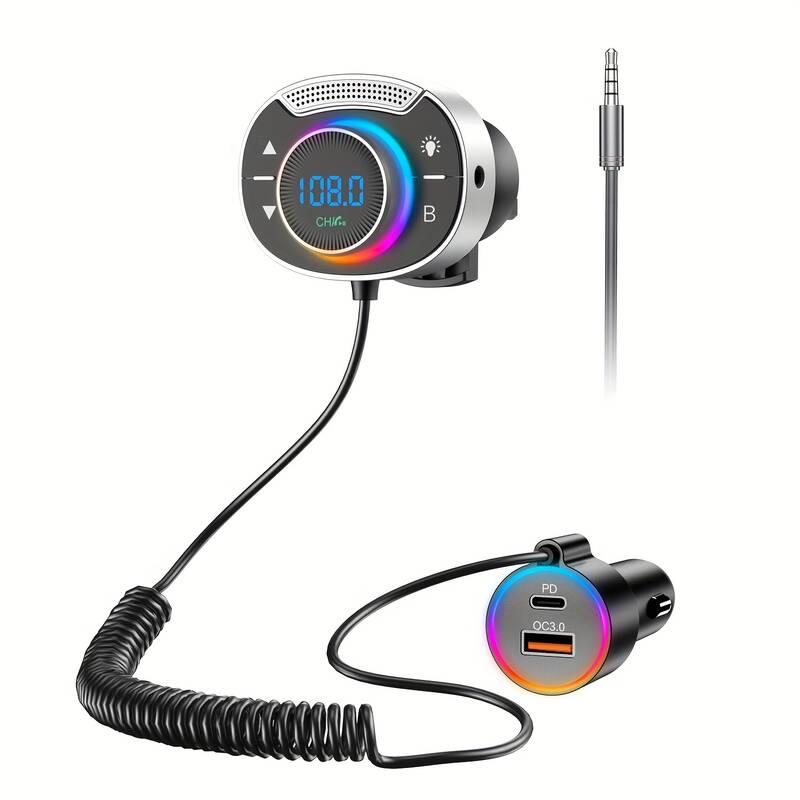 Bluetooth 5.3. Dual USB Charger With Telescopic Cable Cord, Hands-free Calling Wireless Car Adapter, Support PD3.,_voghion.com