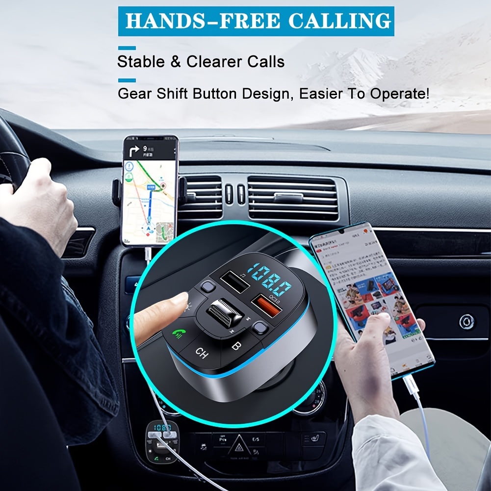 Trasmettitore FM 5.0 per auto, adattatore wireless per auto con microfono e lettore musicale MP3 HiFi, ricevitore audio radio_voghion.com
