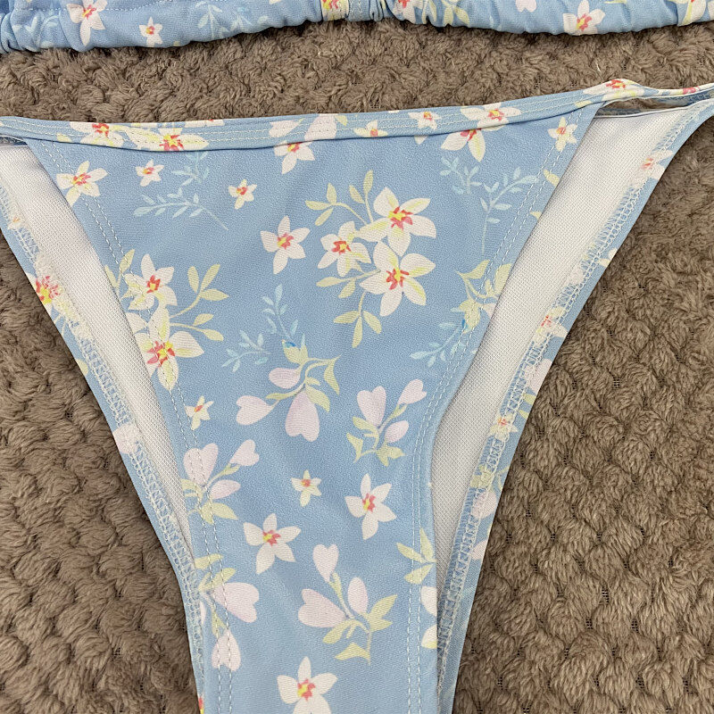Women's Swimsuit Fashion Silk Star Same Style Seaside Beach Print High Waist Strap Bikini_ecoleips.com