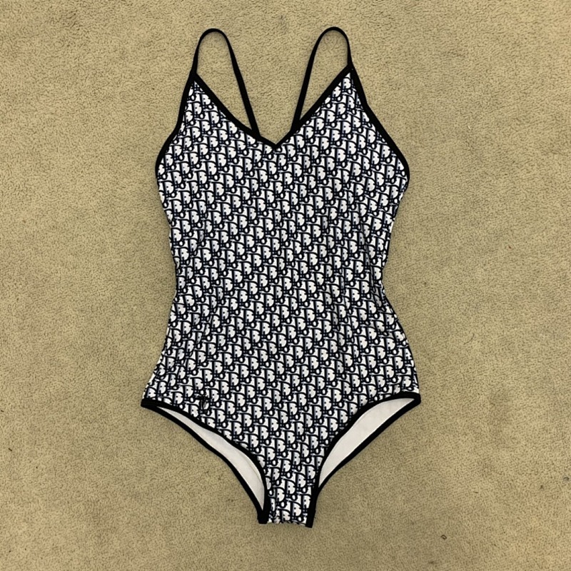 Monokini With Black And White Monogram Print Parisian Style Swimsuit_voghion.com
