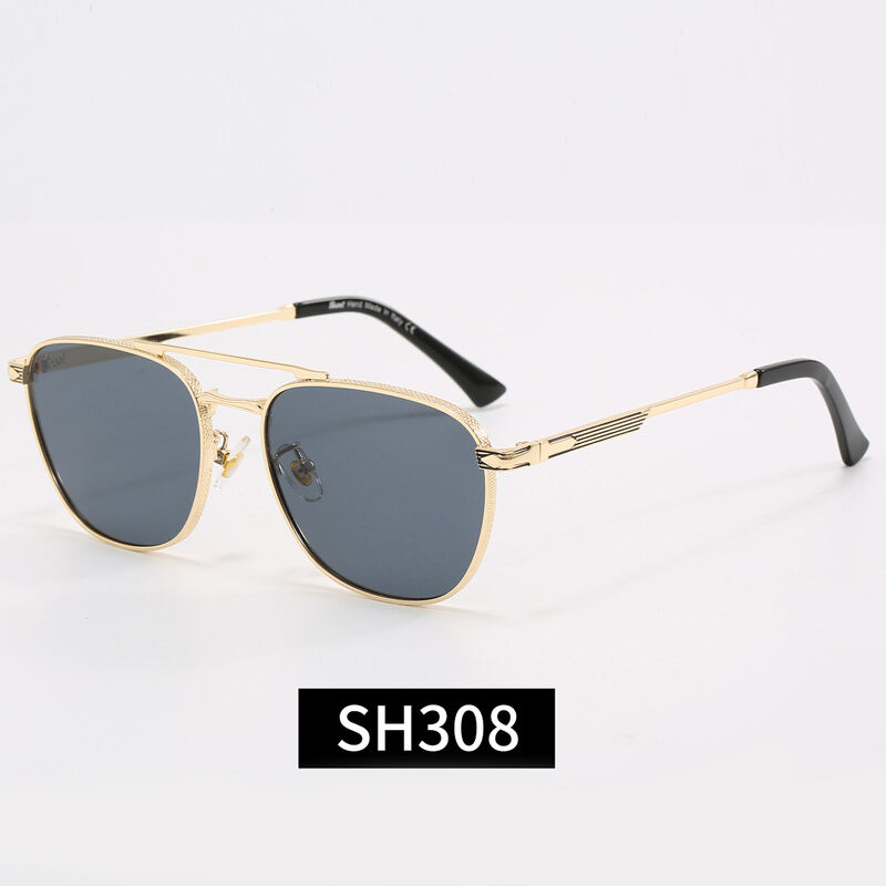 Zonnebril met frame en textuur van metaal, UV-werend, voor dames, nieuwe stijl, gepersonaliseerde mode, herenzonnebril voor straatfotografie en outdooractiviteiten SH308_voghion.com
